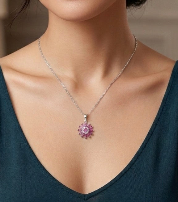 Floral Design Ruby Necklace