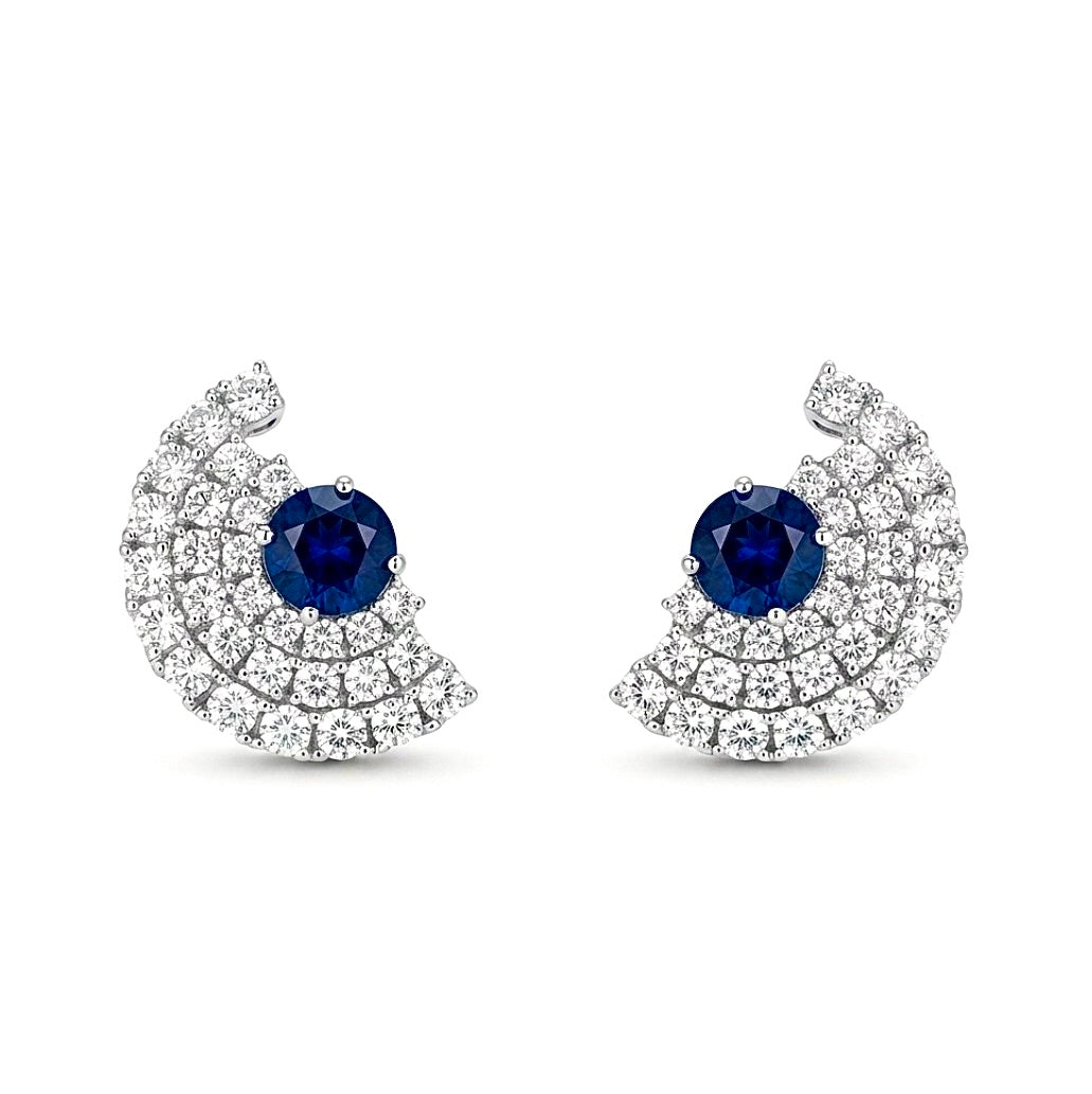 Sapphire Cubic Zirconia Stud Earrings