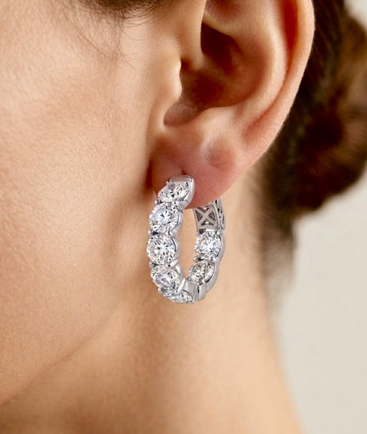 Inside-Out Oval Shape 0.85-inch 7.00 ct. Hoop Earrings