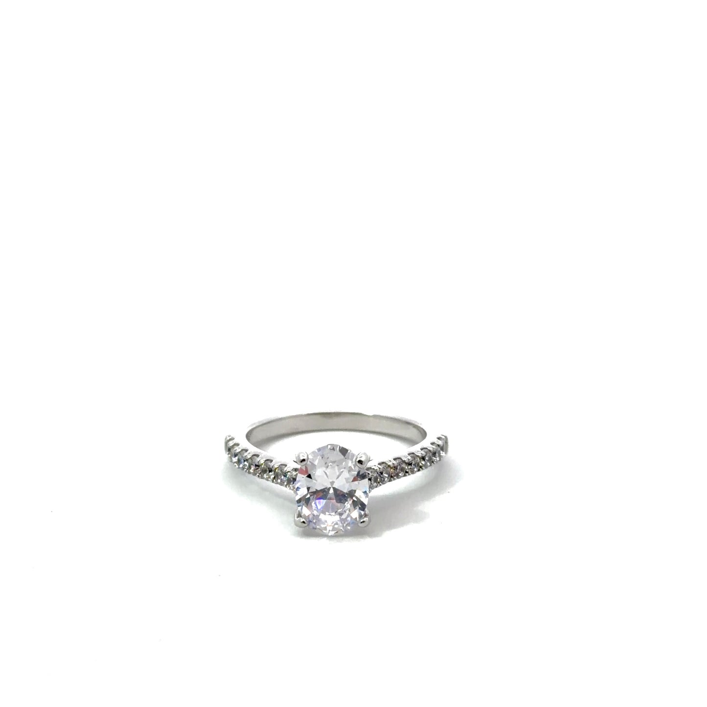 Sterling Silver Oval Cut Engagement Ring