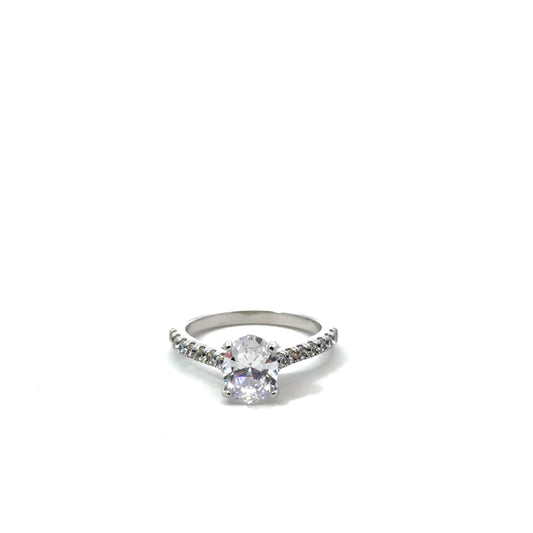 Sterling Silver Oval Cut Engagement Ring