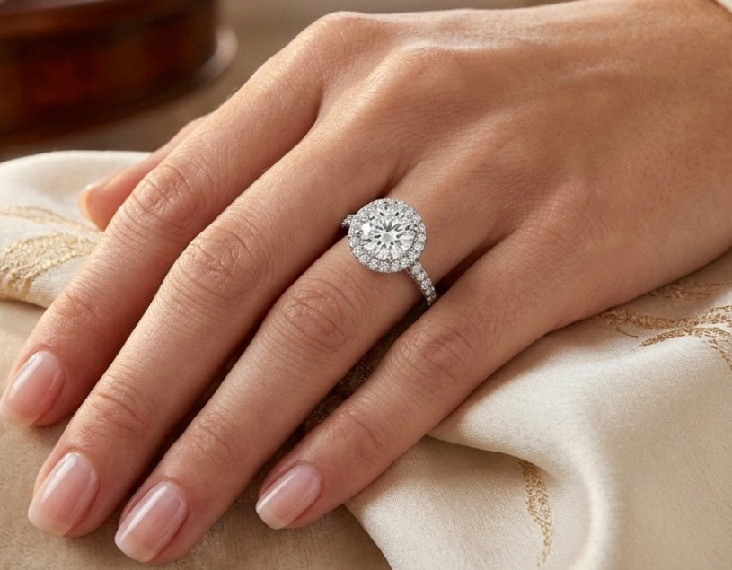 Sterling Silver Brilliant Cubic Zirconia Halo Ring