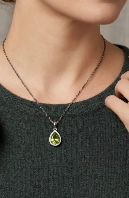 Peridot Cubic Zirconia Pendant Necklace
