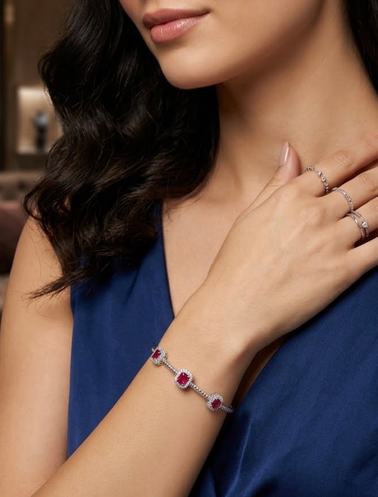 Sterling Silver Cushion Halo Bangle Bracelet