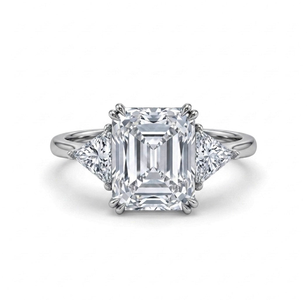 Sterling Silver Emerald-cut Stone Ring