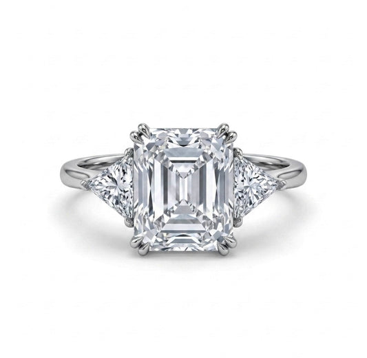 Sterling Silver Emerald-cut Stone Ring