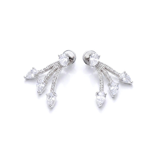 Three- Tier Cubic Zirconia Ear Jacket Earrings
