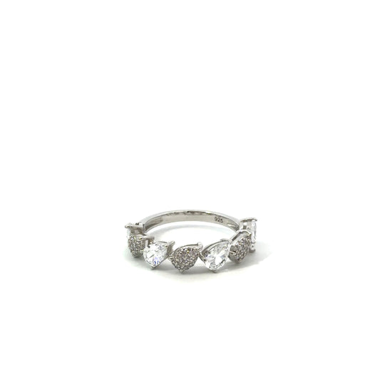 Sterling Silver Pear Cut Half Eternity  Ring