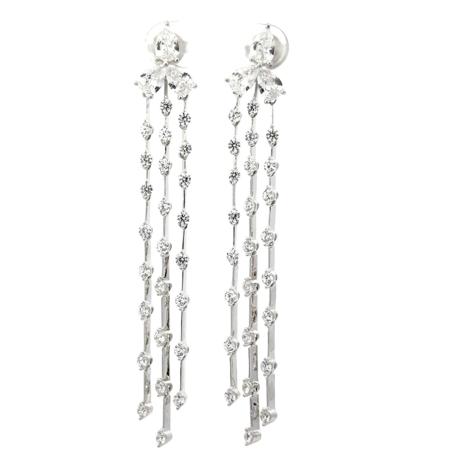 Sterling Silver Cubic Zirconia Chandelier Earrings