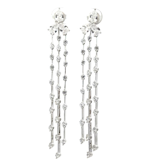Sterling Silver Cubic Zirconia Chandelier Earrings
