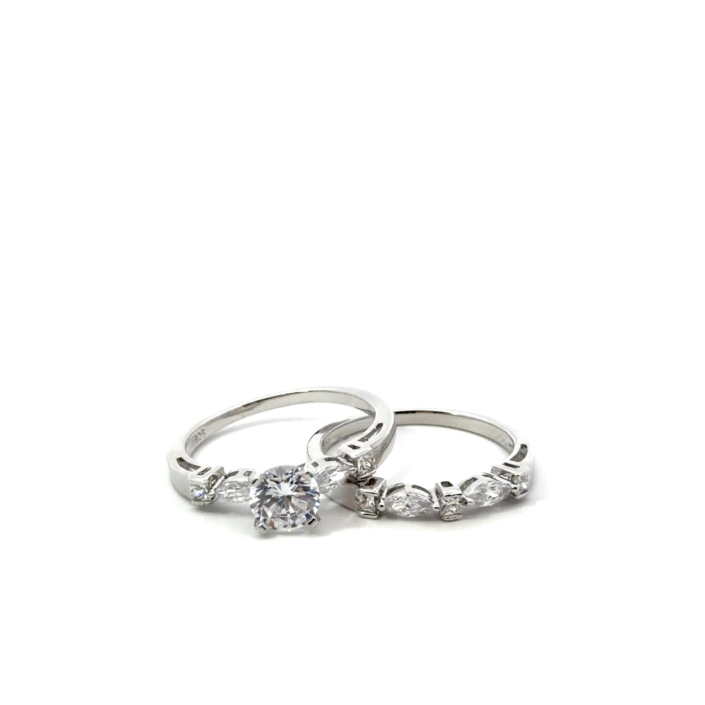 Sterling Silver Brilliant Cut Wedding Rings