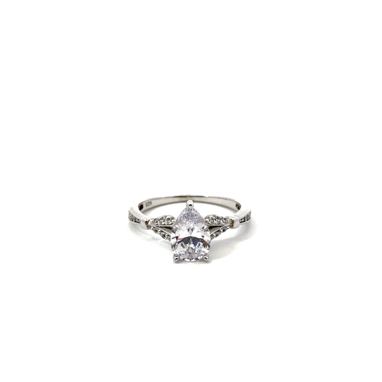 Sterling Silver Teardrop Engagement Ring