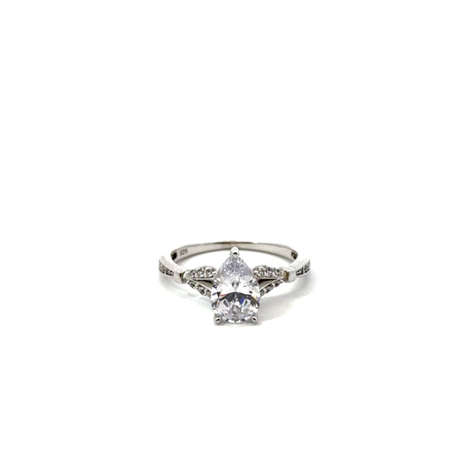 Sterling Silver Teardrop Engagement Ring