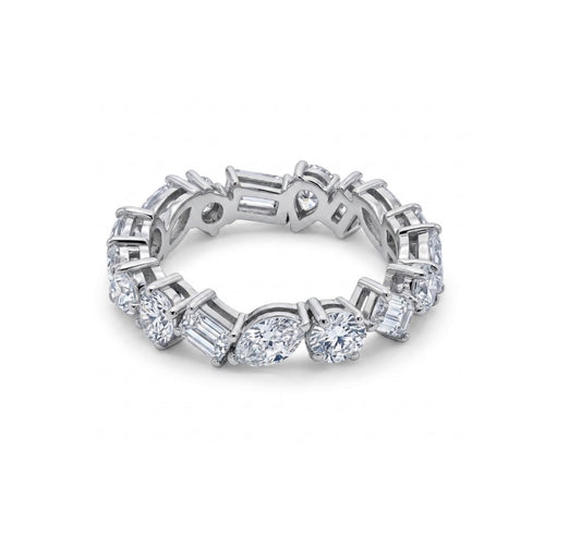 Sterling Silver Multi-cut Stone Eternity Ladies Band