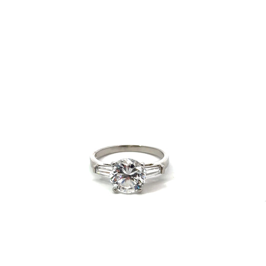 Sterling Silver Three Stone Engagement Ring
