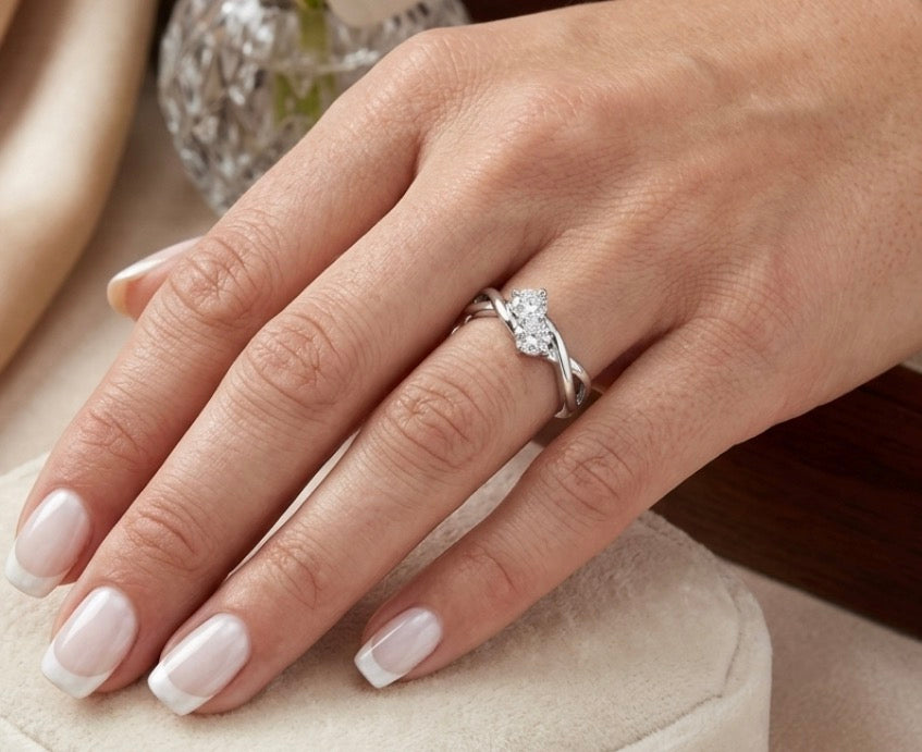 Sterling Silver 2-Stone Bypass Ring