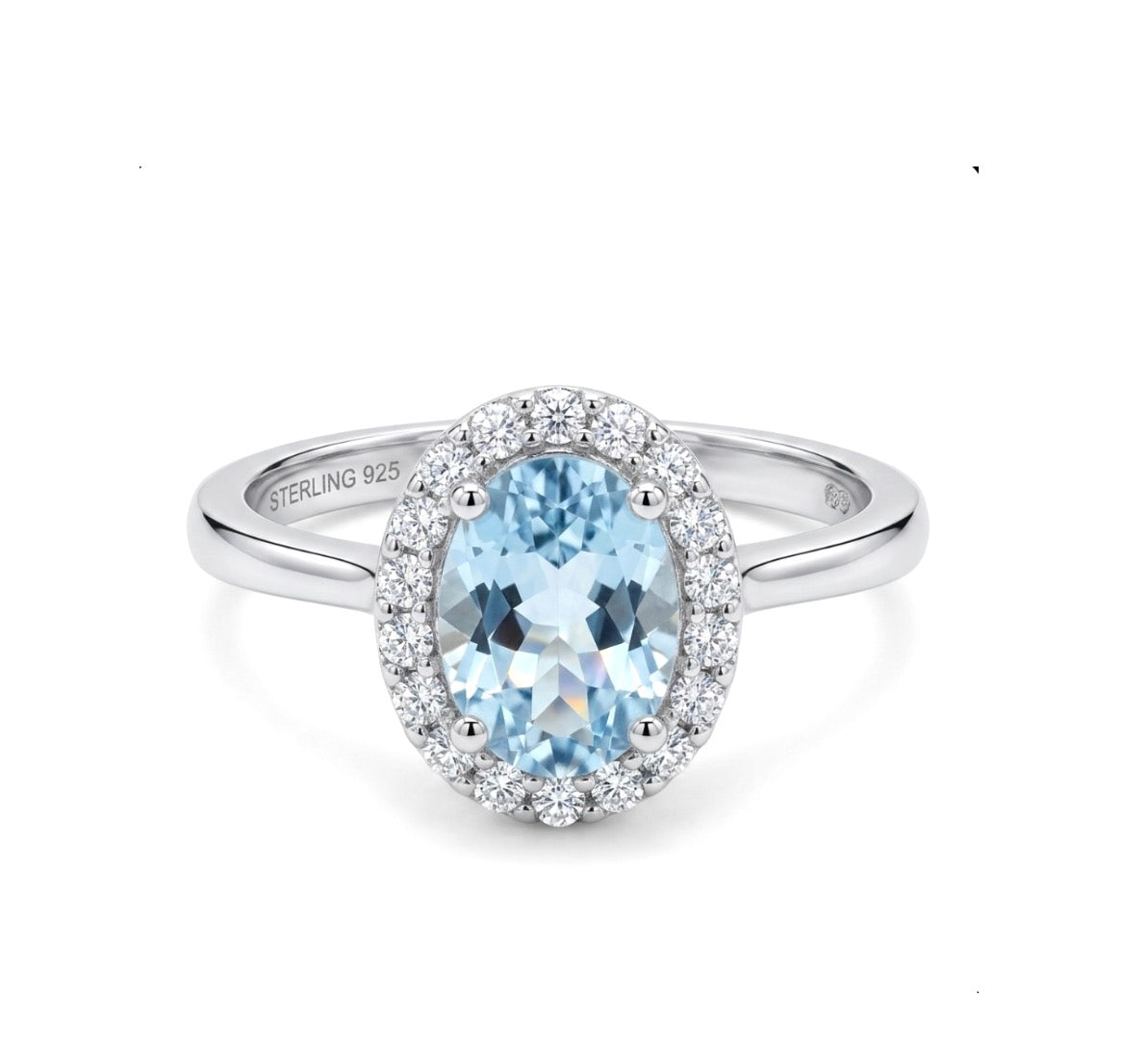 Sterling Silver Oval-cut Blue Topaz Ring