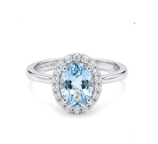 Sterling Silver Oval-cut Blue Topaz Ring