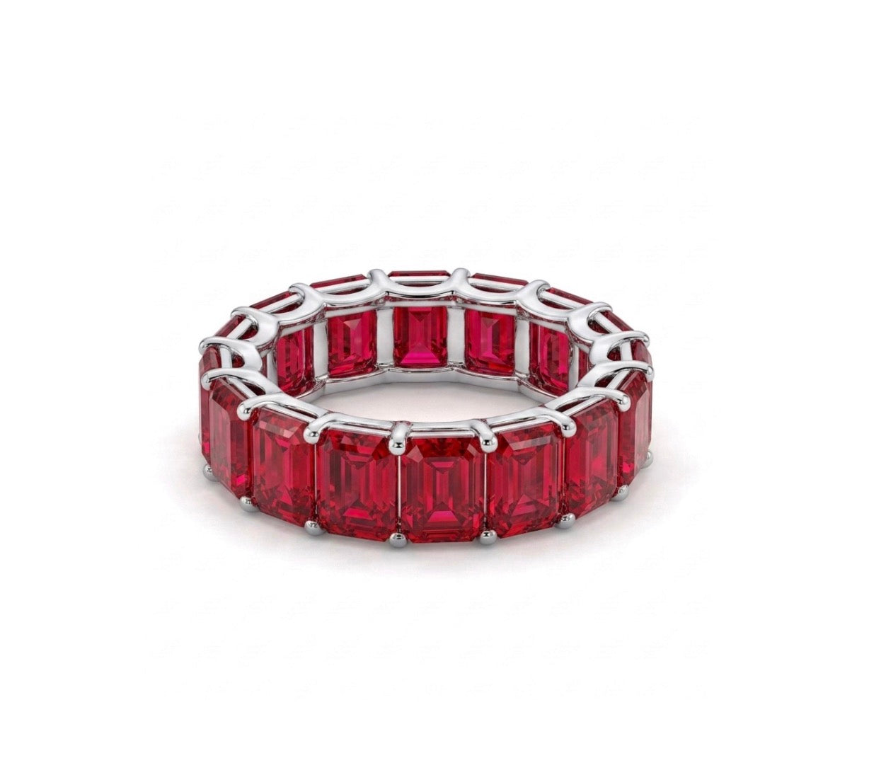 Sterling Silver Emerald-cut Eternity Ladies Band