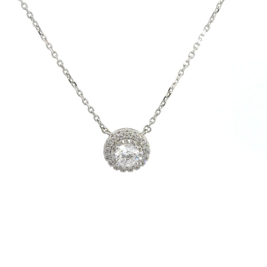 Sterling Silver Round Brilliant Cut Cubic Zirconia Necklace