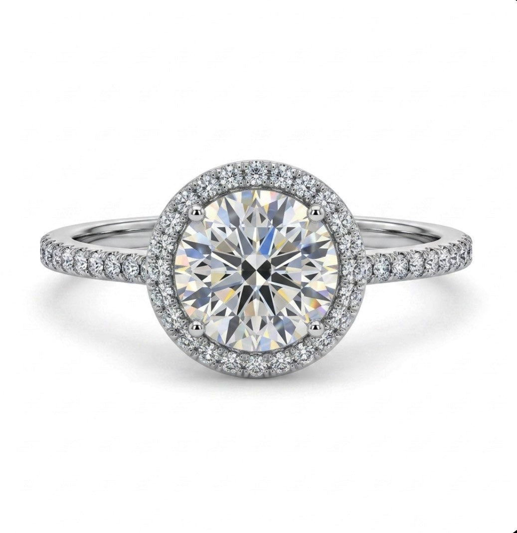 Sterling Silver Round Halo Ring