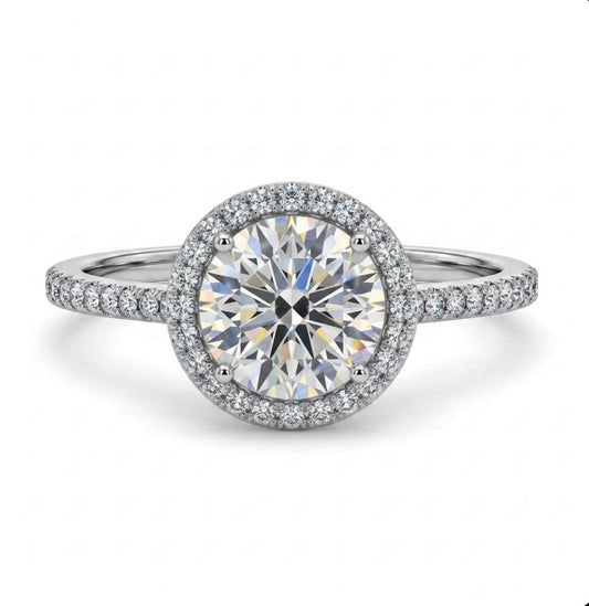 Sterling Silver Round Halo Ring