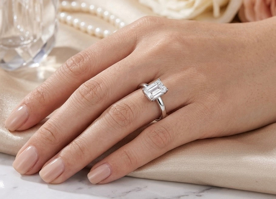 Sterling Silver Emerald-Cut Solitaire Ring
