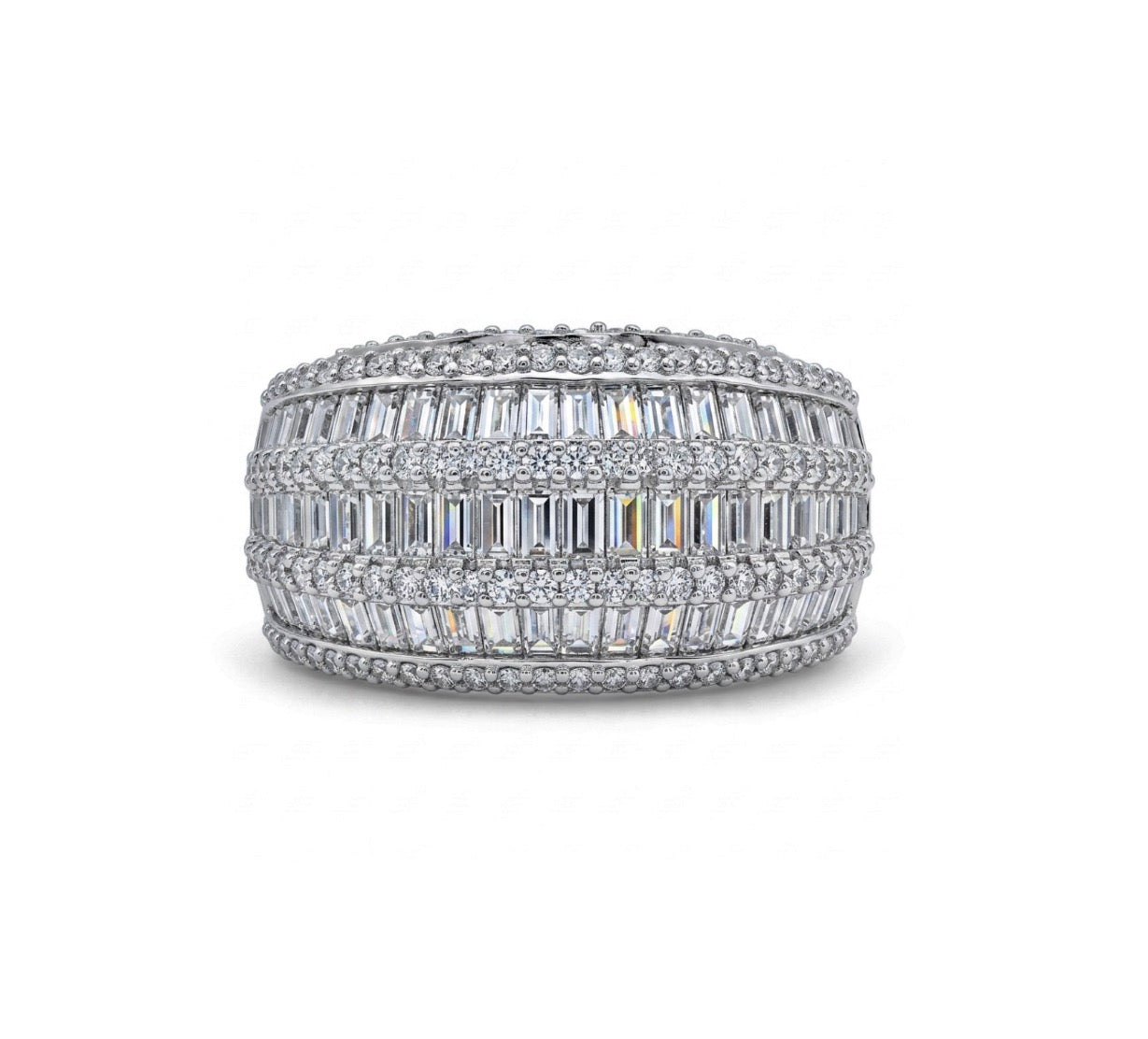 Sterling Silver Baguette-cut Cocktail Ring