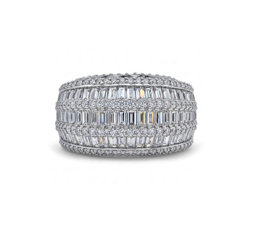 Sterling Silver Baguette-cut Cocktail Ring