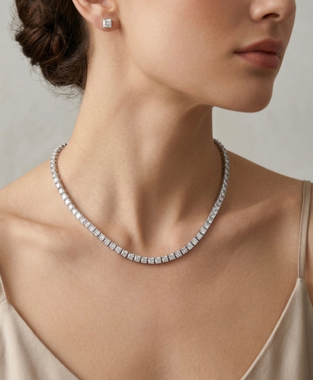 Sterling Silver Cubic Zirconia Tennis Necklace