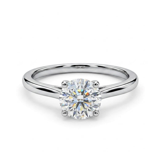 Sterling Silver 4-prongs Brilliant-Cut Solitaire Engagement Ring