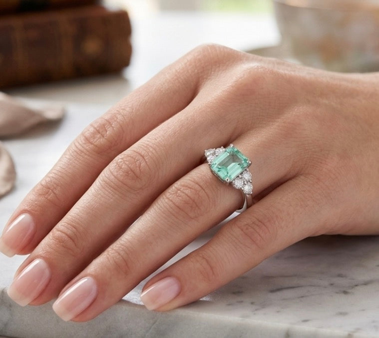 Sterling Silver Asscher-cut Cocktail  Ring