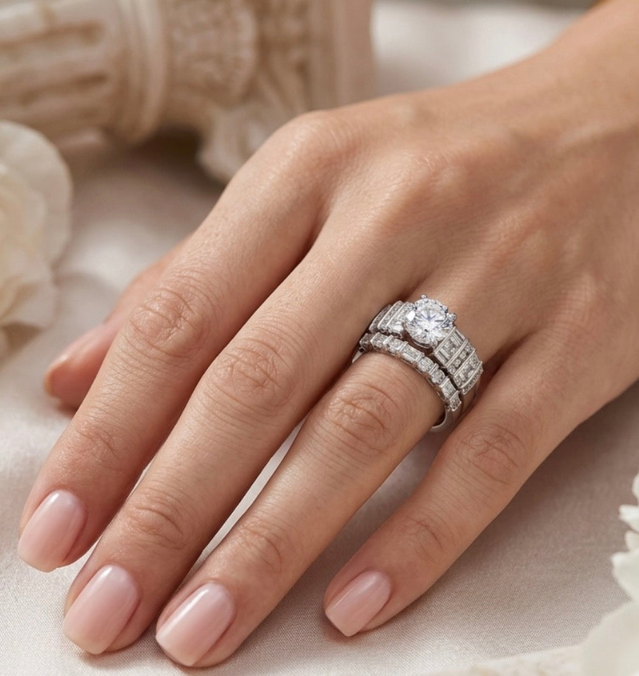 Sterling Silver Wedding Ring Set
