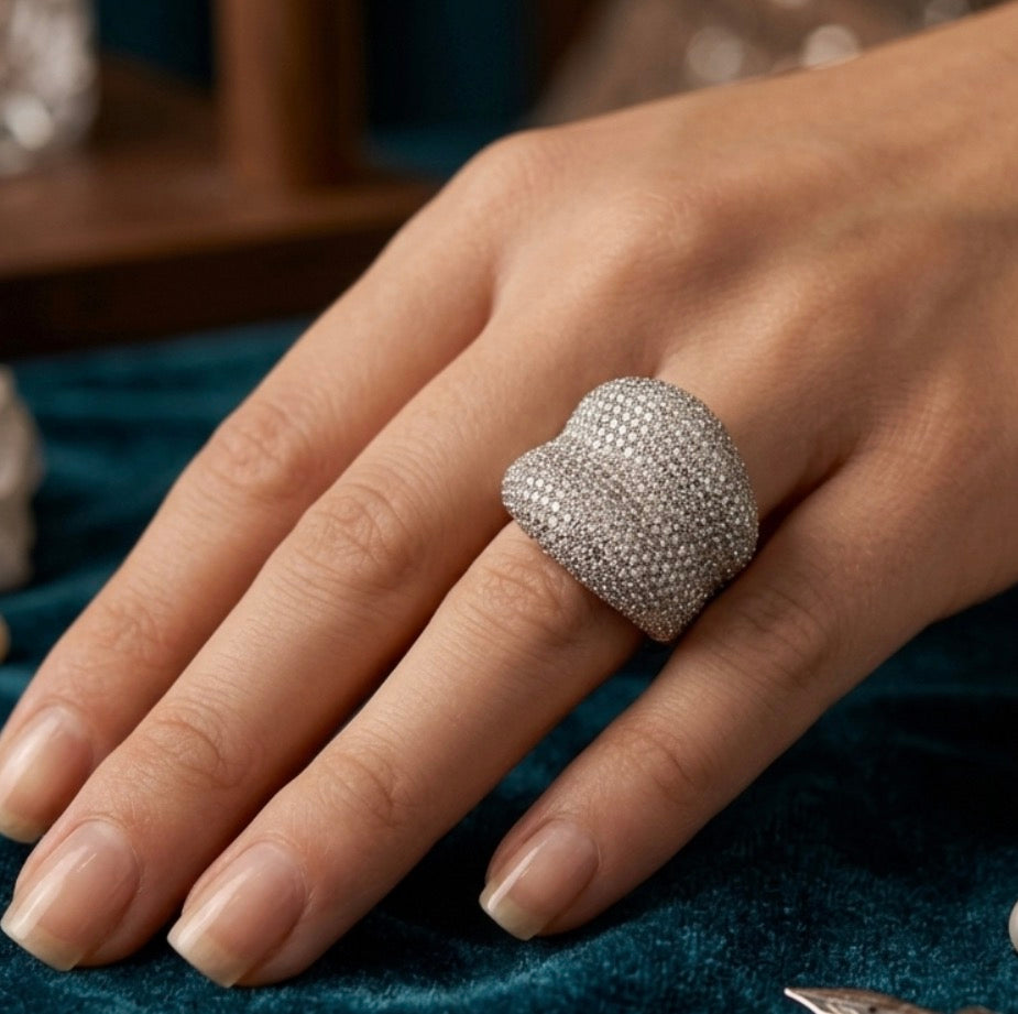 Sterling Silver Pave Cocktail Ring