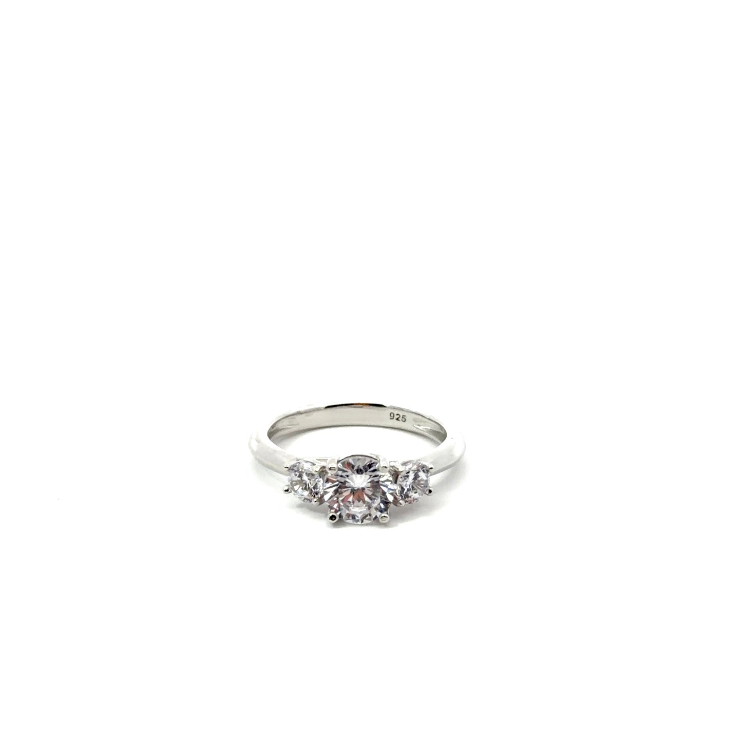 Sterling Silver Three-Stone Princess-Cut Engagement Ring