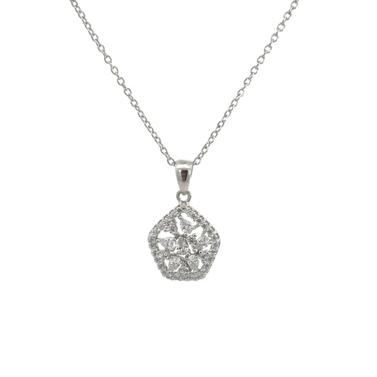 Sterling Silver Pentagonal Style Cubic Zirconia Necklace