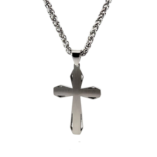 Black Stainless Steel Multi-Layered Cross Pendant