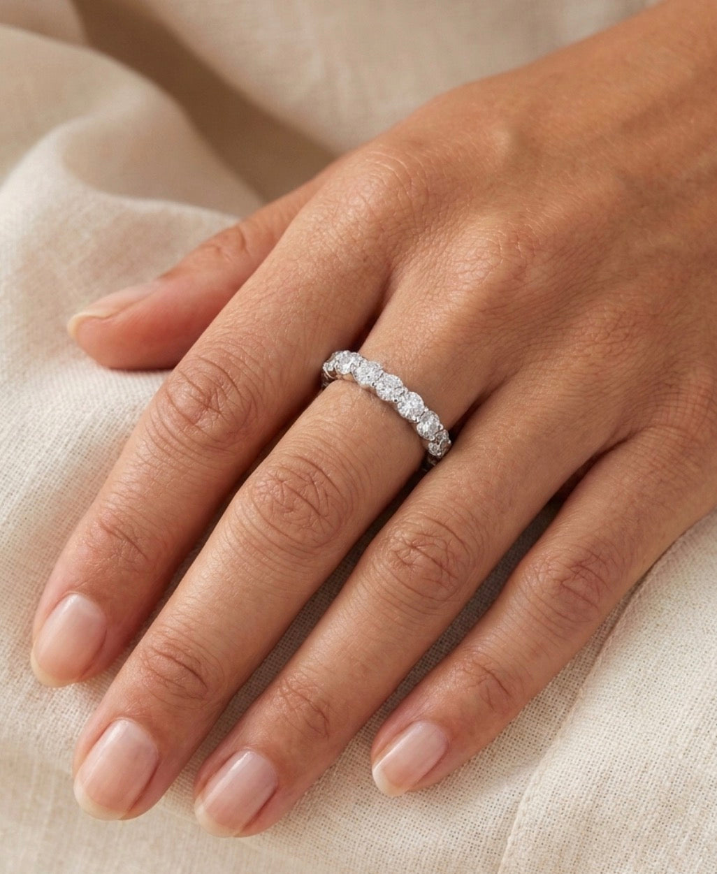 Sterling Silver Brilliant-cut Cubic Zirconia Eternity Ladies Band