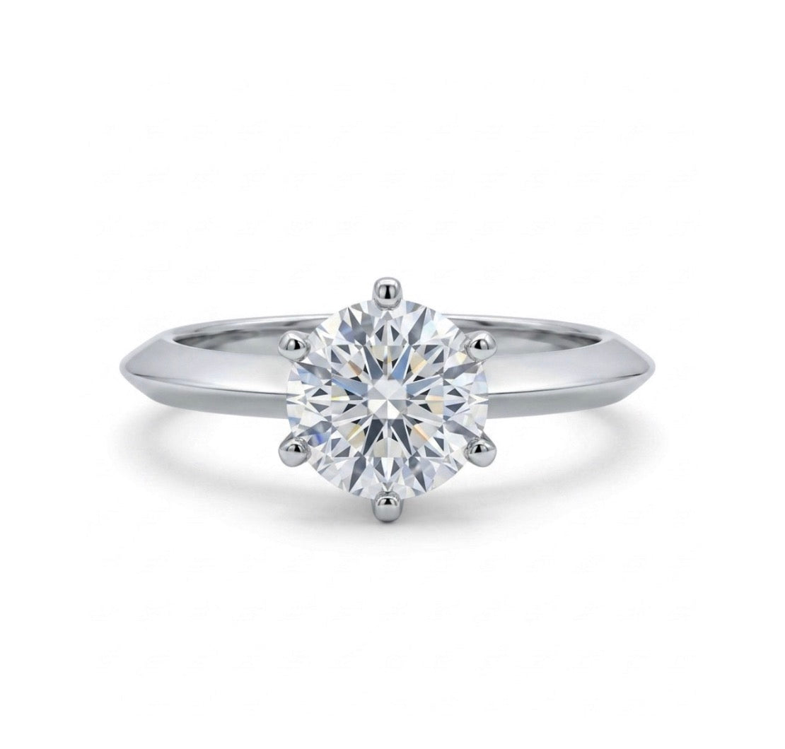 Sterling Silver Classic 6- Prong Solitaire Ring