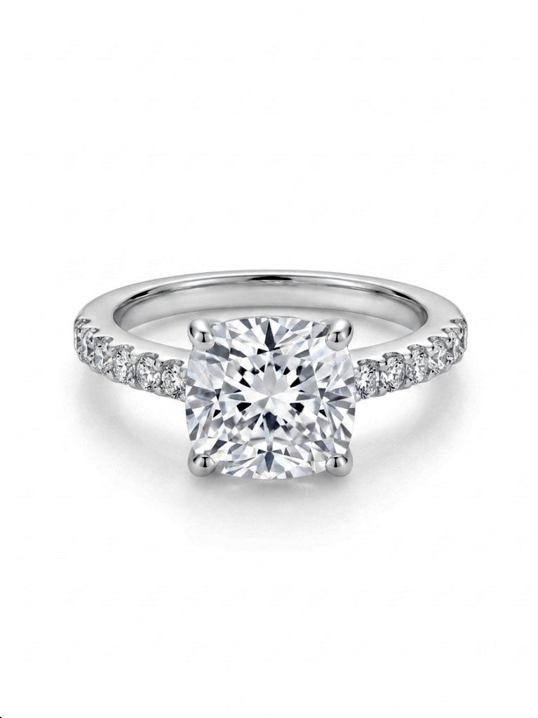 Sterling Silver Cushion cut Cubic Zirconia Ring