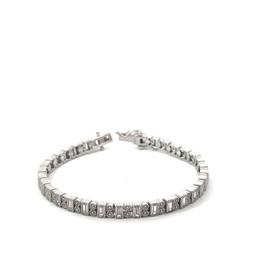 Sterling Silver Filigree Style Cubic Zirconia Bracelet