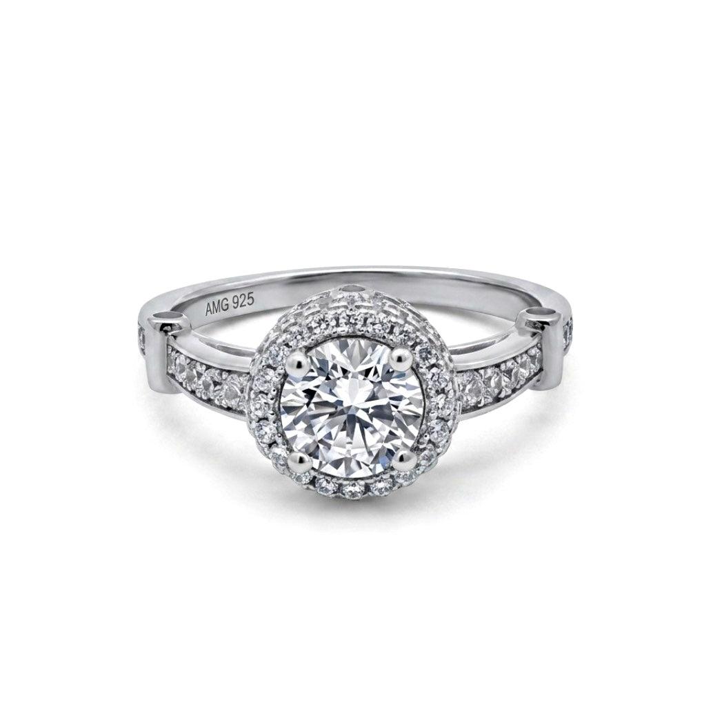 Sterling Silver Cathedral Style Halo Ring