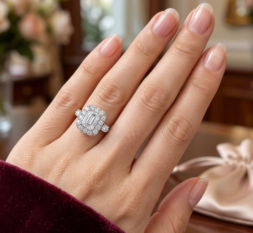 Sterling Silver Emerald-cut Cocktail Ring