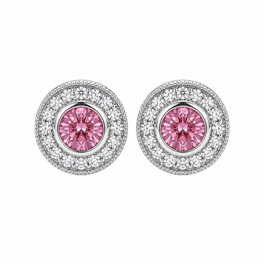 Sterling Silver Pink Topaz Stud Earrings
