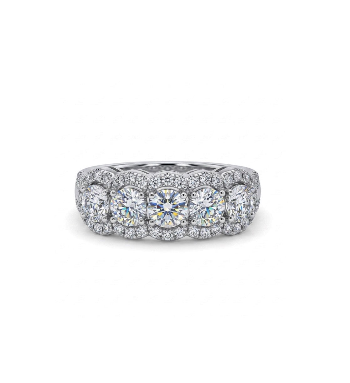Sterling Silver 5-Stone Wide Ladies Band