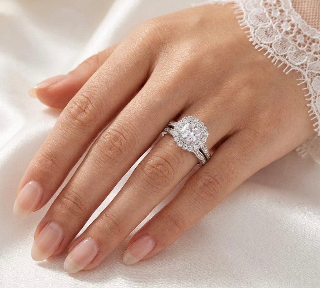 Sterling Silver Wedding Ring Set