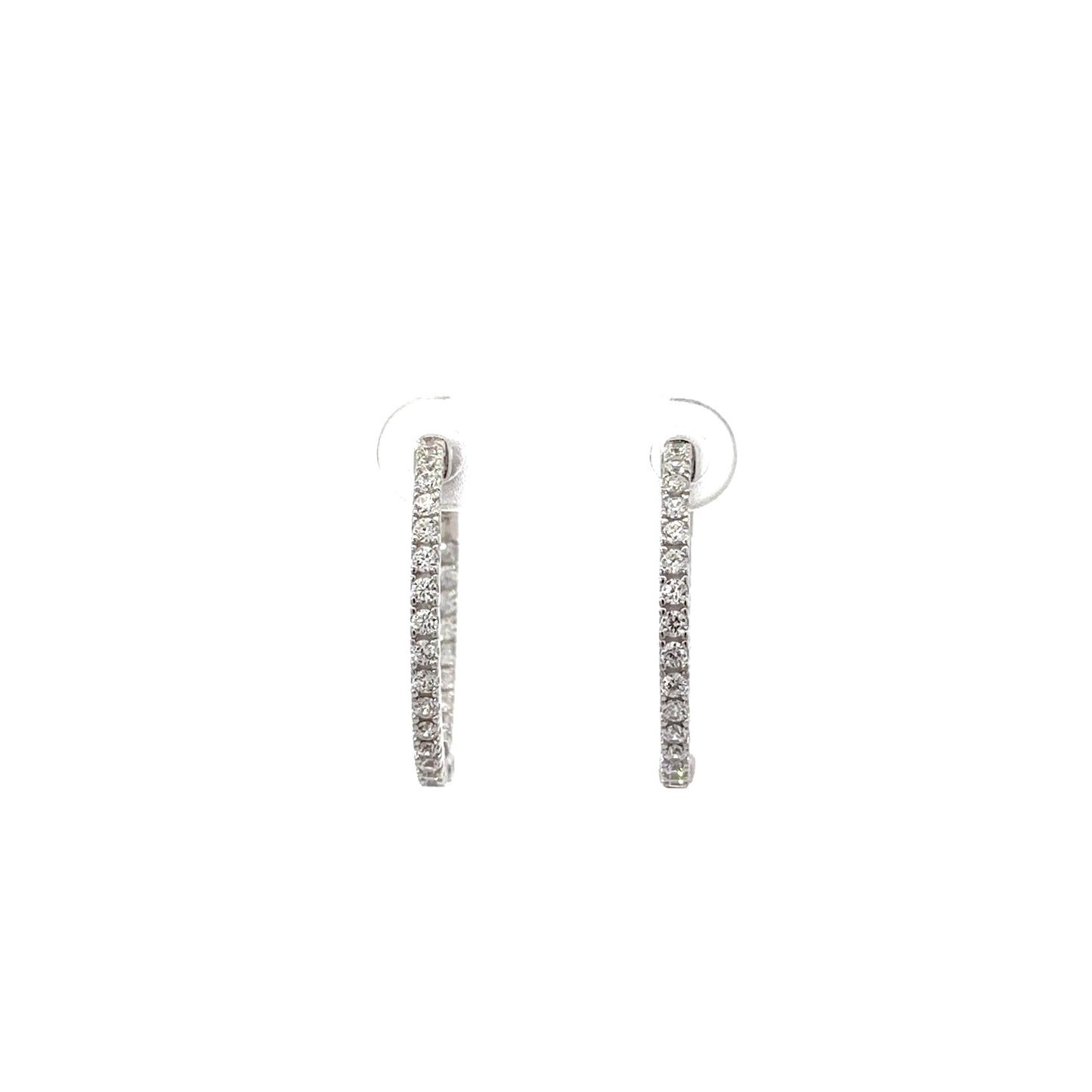 Sterling Silver Radiant Cubic Zirconia Hoop Earrings