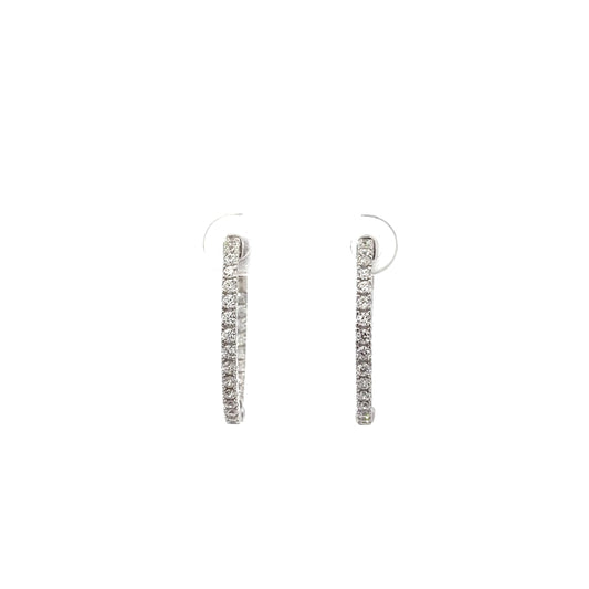 Sterling Silver Radiant Cubic Zirconia Hoop Earrings