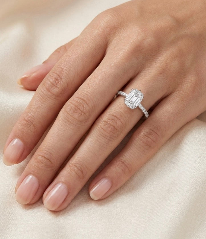 Sterling Silver Emerald cut Ring