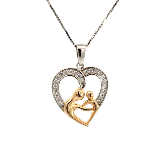 Mother and Child Cubic Zirconia Necklace